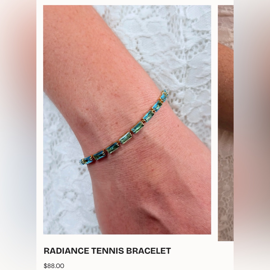 Oshena Aquamarine Tennis Bracelet 18k, Triple Plated Gold.